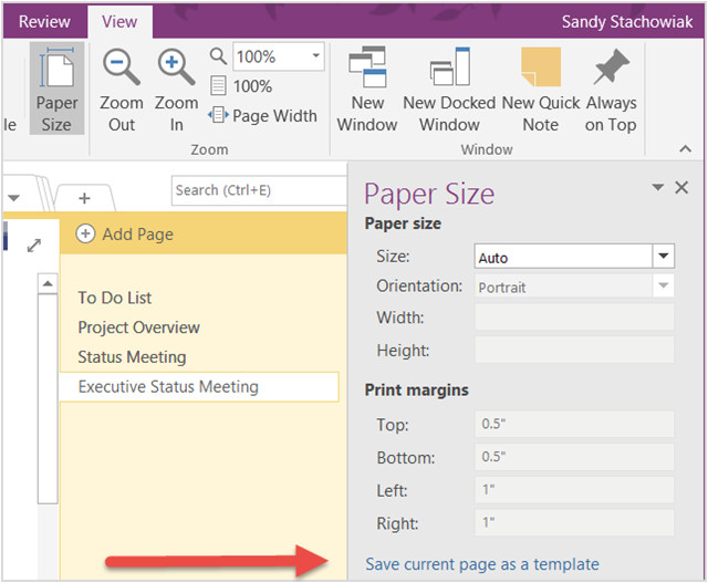 adopt onenote templates project management