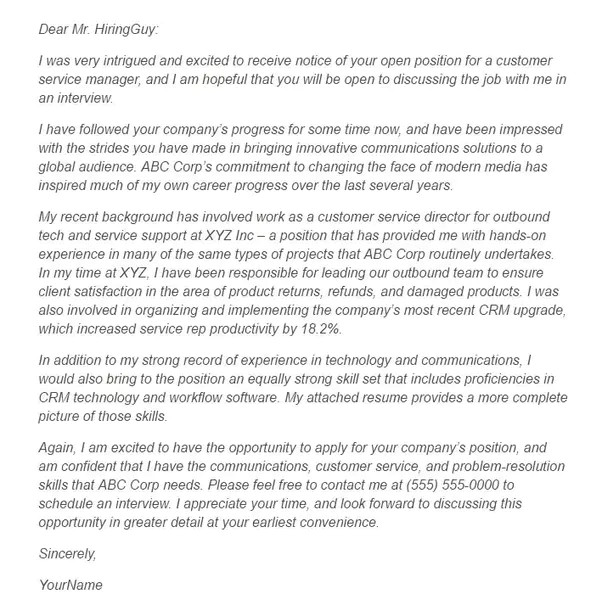 what is the best cover letter you have ever read or written