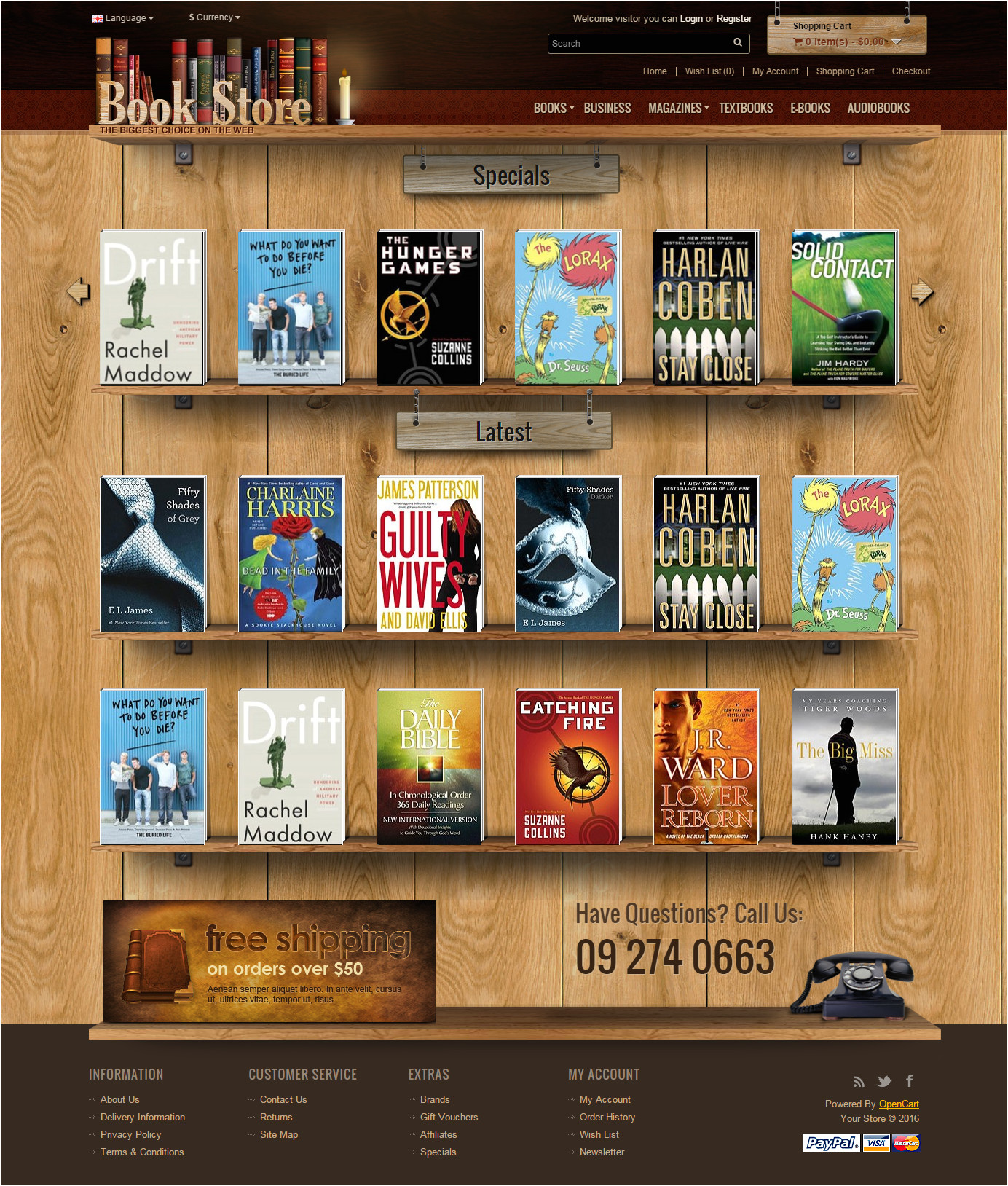 opencart bookstore template