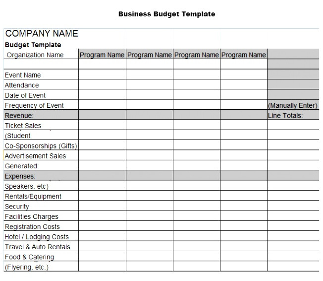 organizational budget template