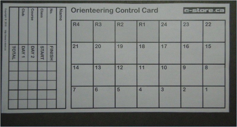 orienteering control card template