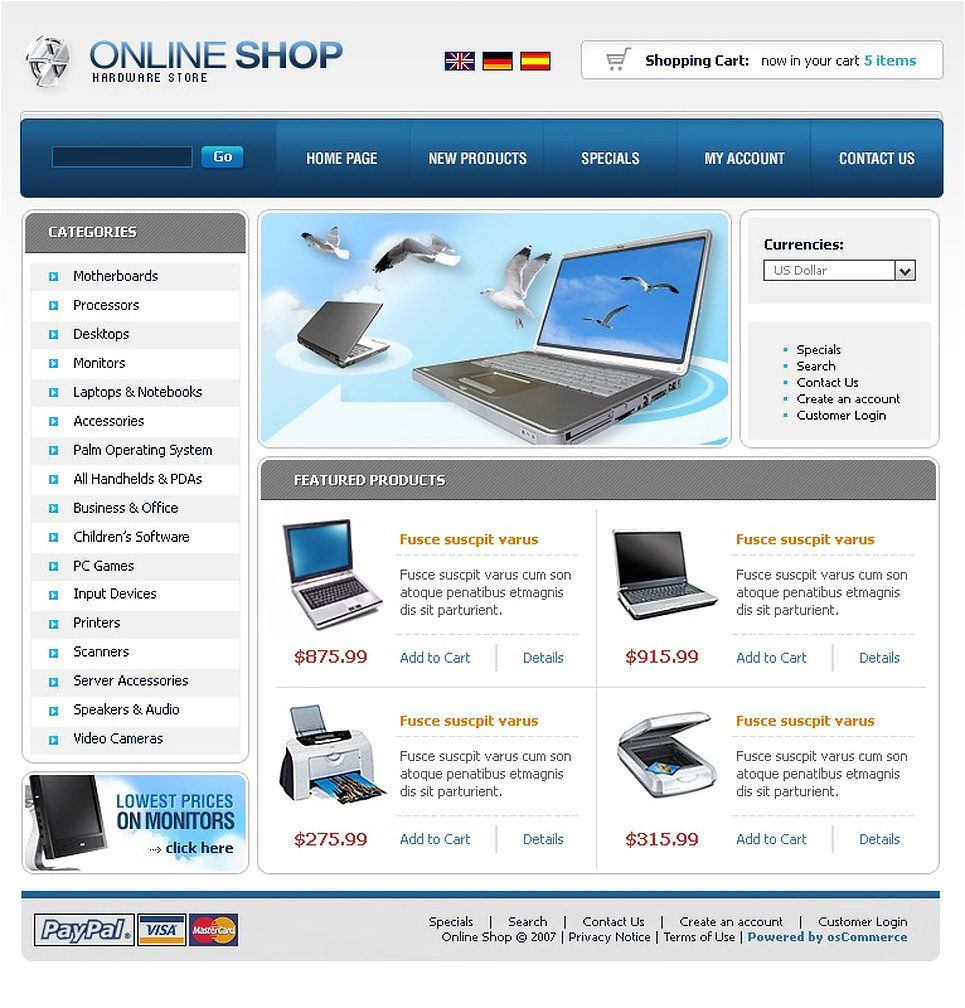 computer store oscommerce template 16407