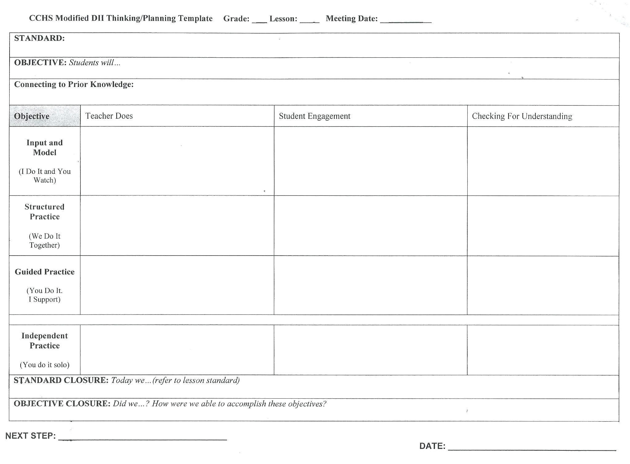 otes lesson plan template