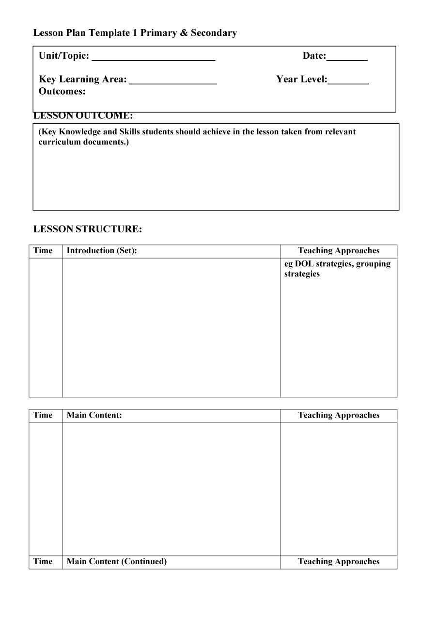 curriculum outline template