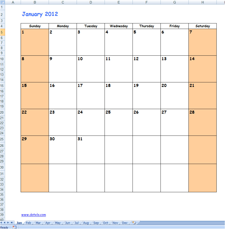 pages calendar template