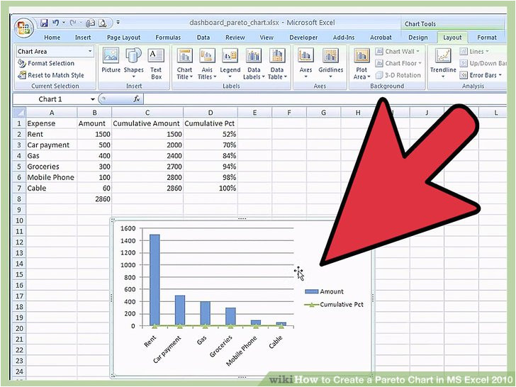 create a pareto chart in ms excel 2010
