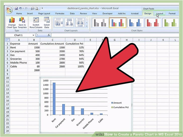 create a pareto chart in ms excel 2010