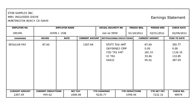 Paycheck Stub Template In Microsoft Word 10 Pay Stub Templates Word Excel Pdf formats