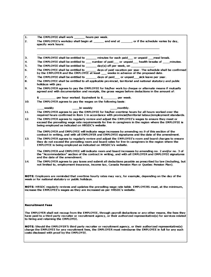 permanent contract of employment template