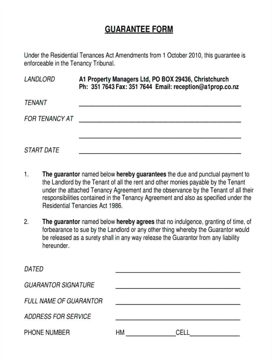 personal guarantee agreement template