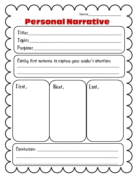 graphic organizers personal narratives