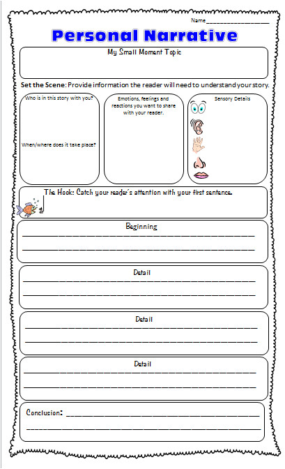 Personal Narrative Writing Template Graphic organizers for Personal Narratives Scholastic