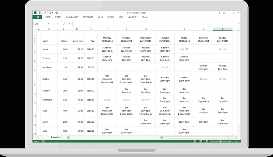 free excel roster template