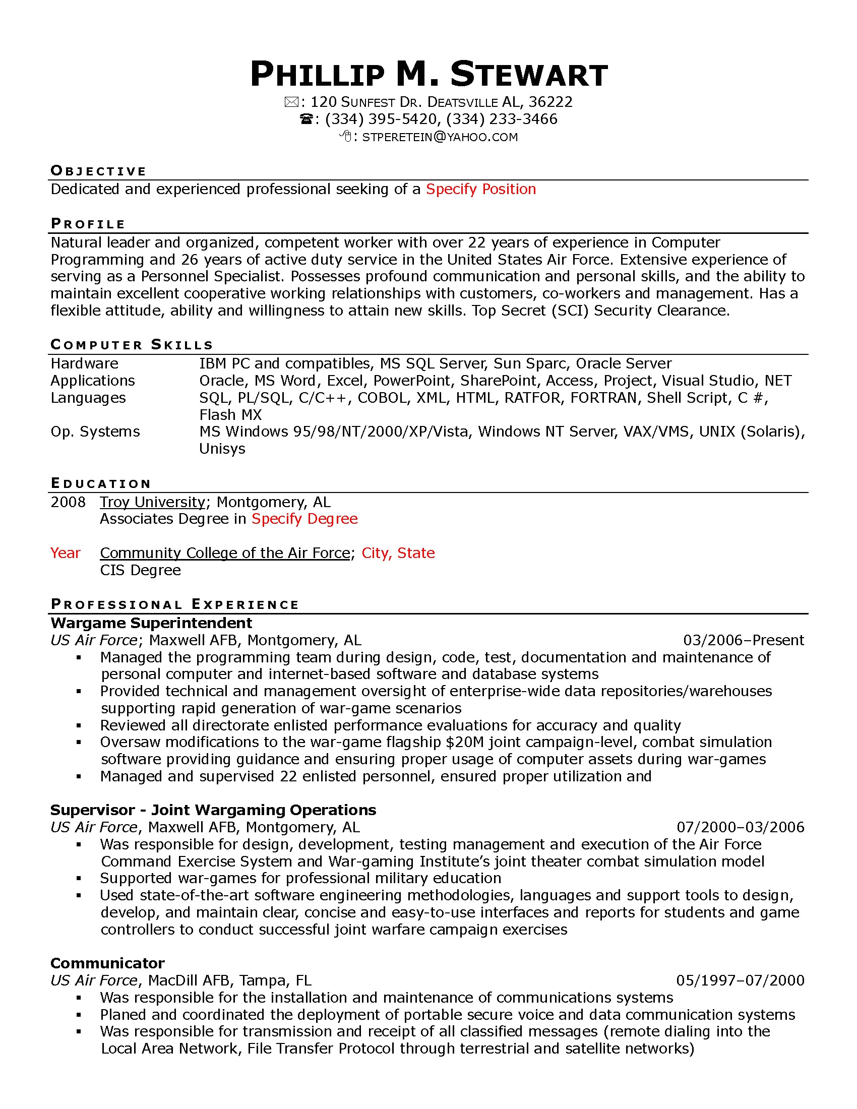 personnel security specialist resume sample