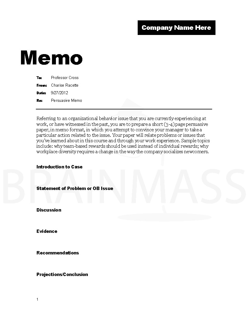sample memos engineering