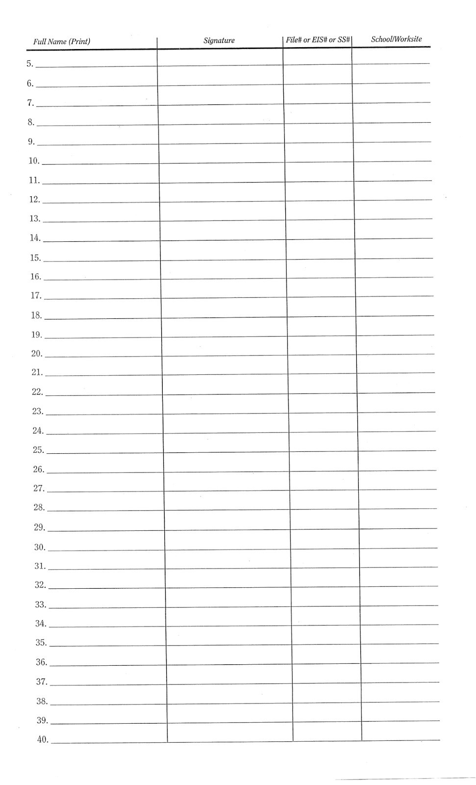 petition sign up sheet template