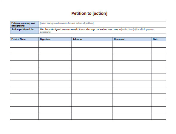 petition template