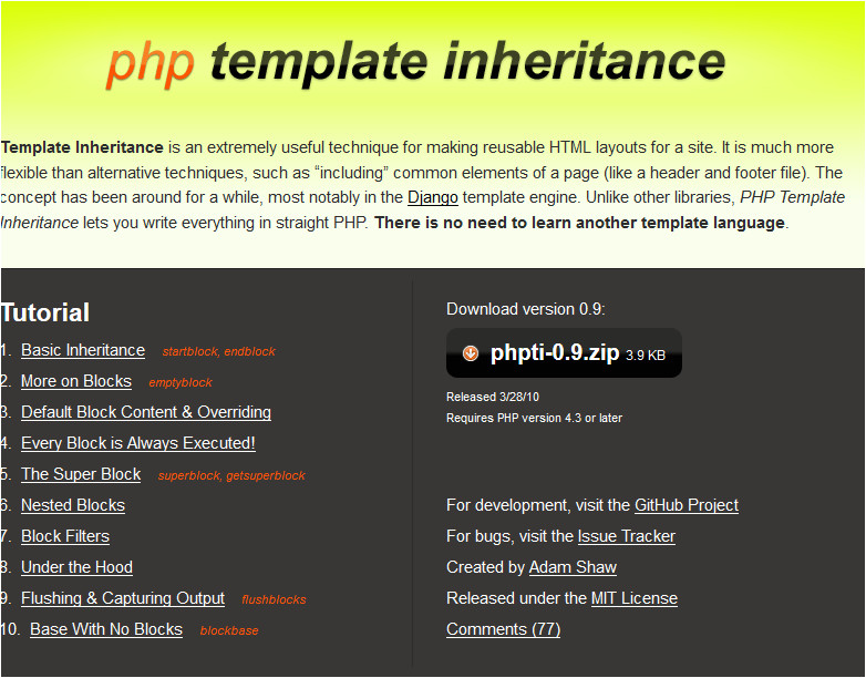 php template inheritance