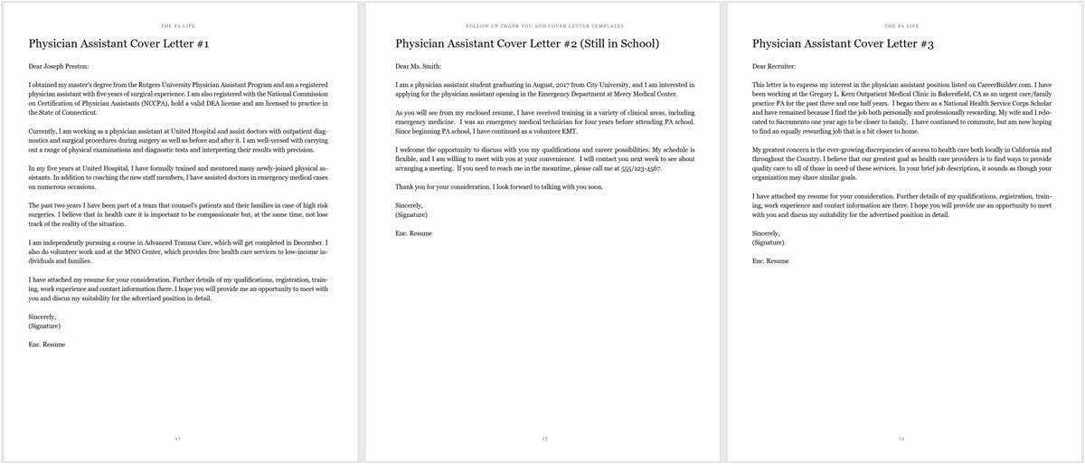 physician assistant sample resumes and cover letter