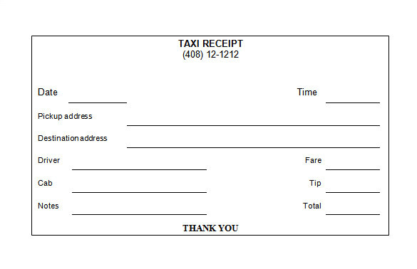 sample taxi receipt template