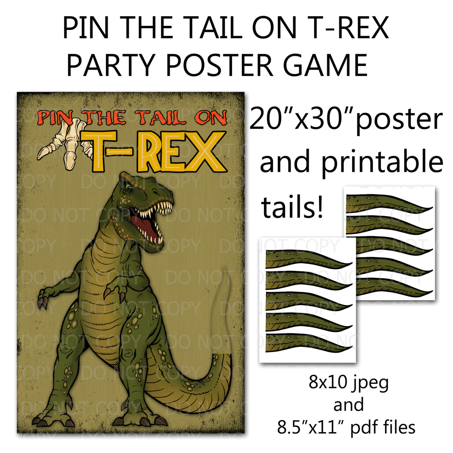 printable diy pin the tail on trex