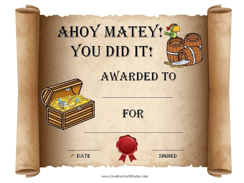 pirate certificates