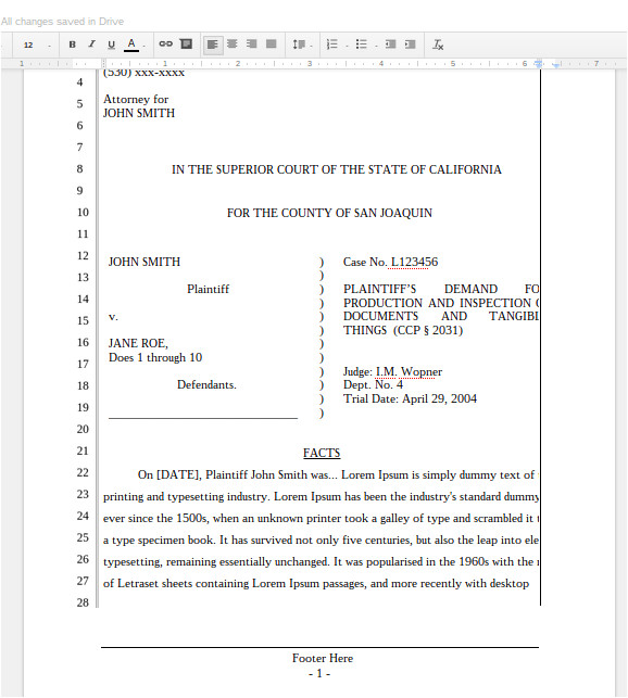 Pleadings Template A New Google Docs Pleading for California Lawyers the