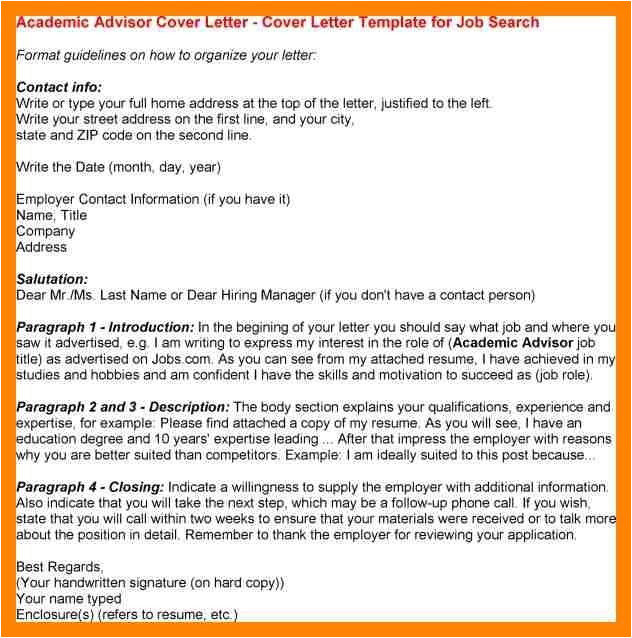 academic advisor cover letter examples