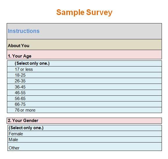 blank survey template