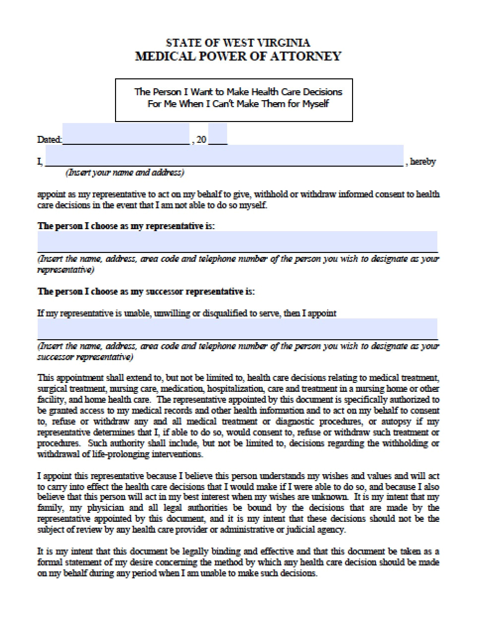Power Of attorney Template Virginia West Virginia Medical Power Of attorney form Power Of