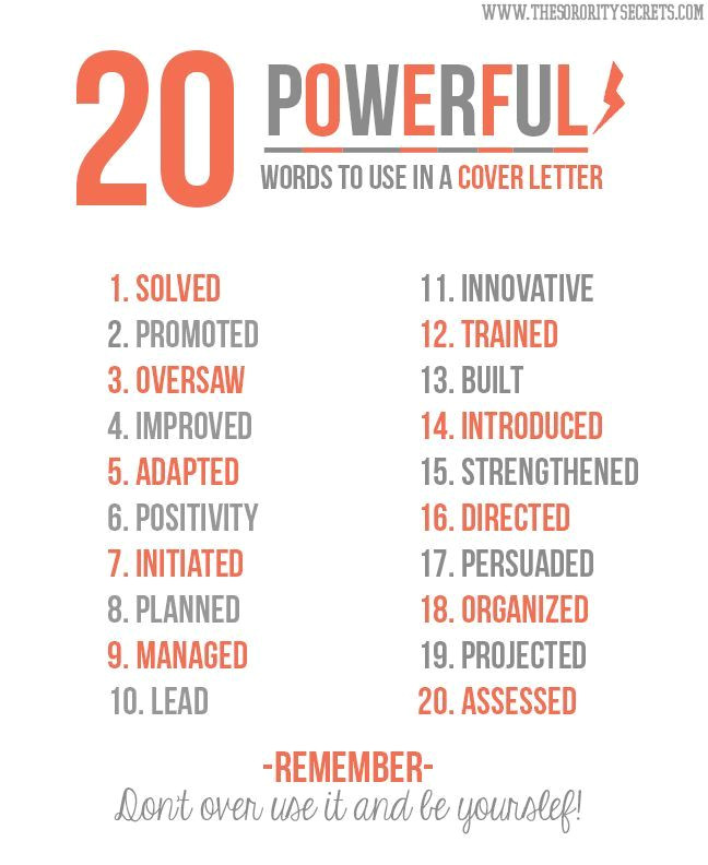 20 powerful words to use in a cover letter