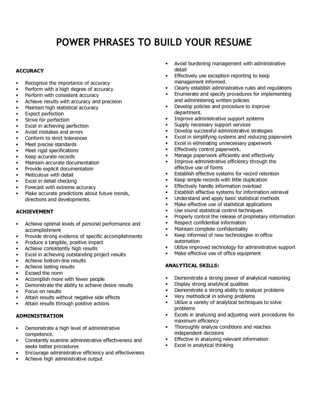 Power Phrases for Cover Letters Resume Power Phrases Best Letter Sample