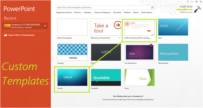 Powerpoint 2013 Custom Templates Create Custom Templates Installation Location for Office 2013