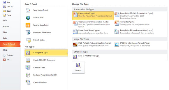 save powerpoint for use in an earlier version of office