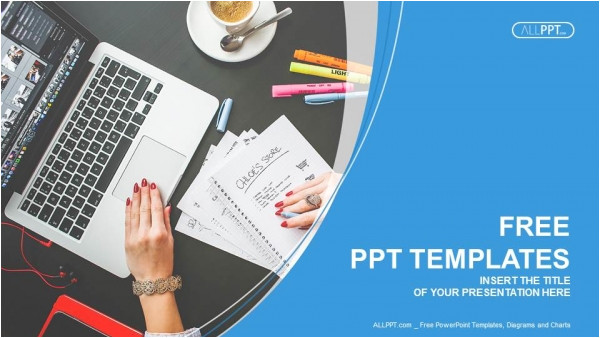 Powerpoint Templates Computer theme Notebook Laptop and Coffee Cup On Black Table Powerpoint