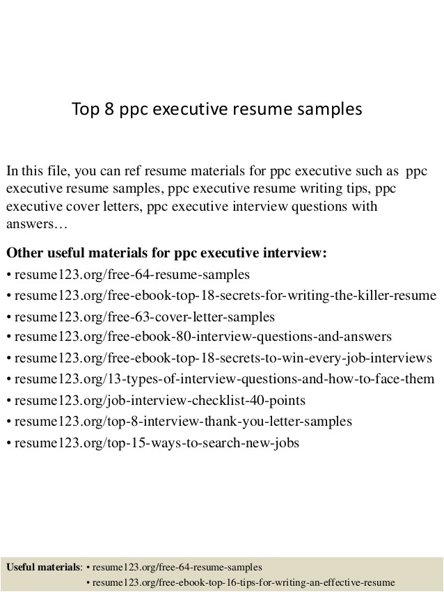 top 8 ppc executive resume samples