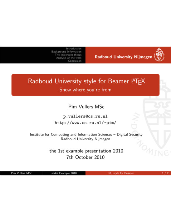 radboud university beamer version 1