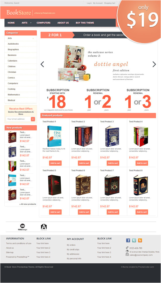 Presta Shop Templates Book Store Prestashop theme