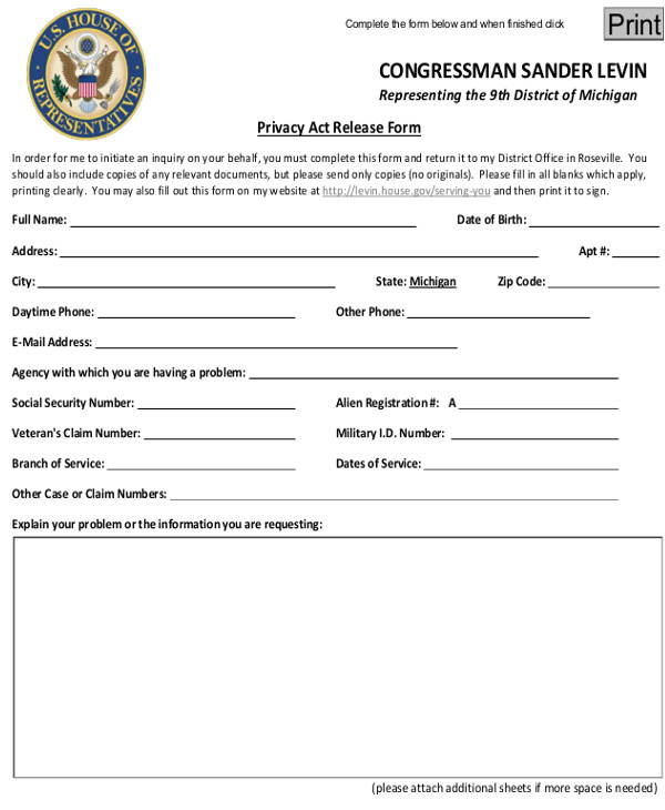 privacy act release form