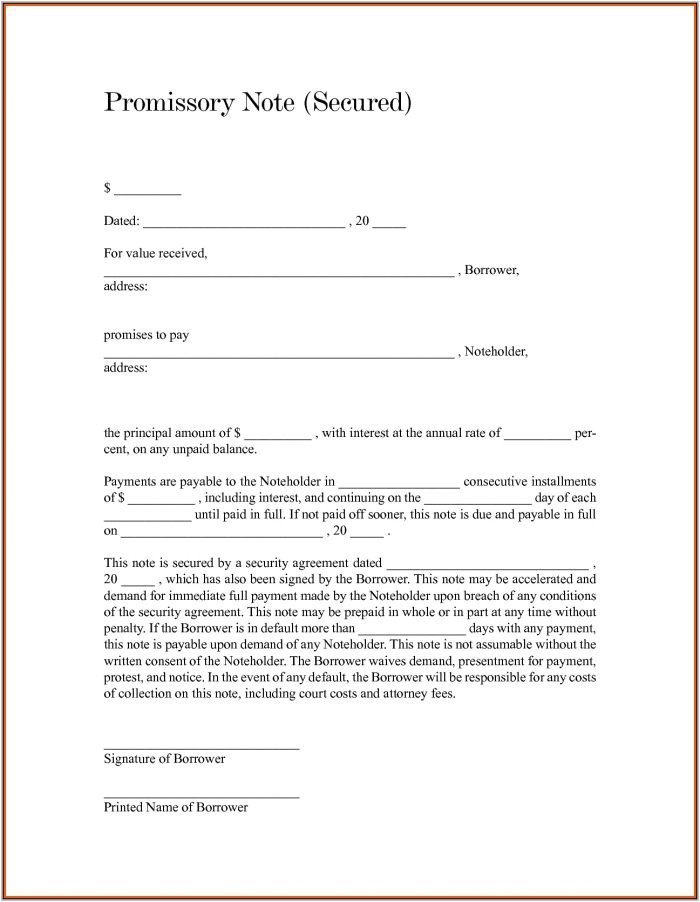 promissory note template 2268