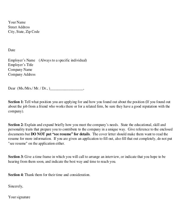 Proper formatting for A Cover Letter 7 Sample Resume Cover Letter formats Sample Templates