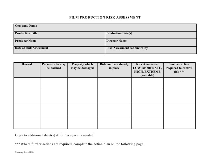film production risk assessment form