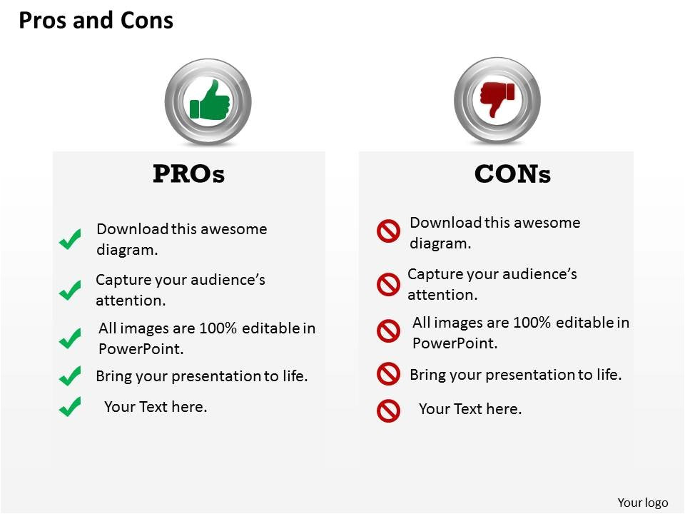 pros and cons powerpoint template slide