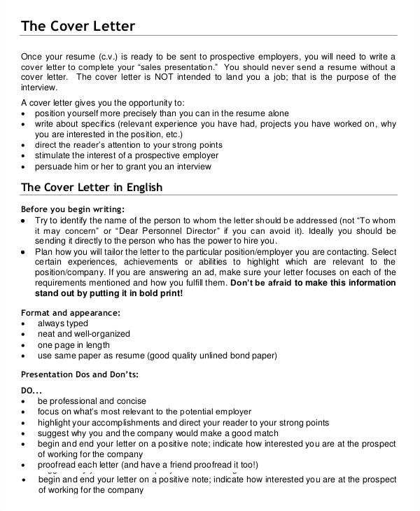 cover letter template prospects