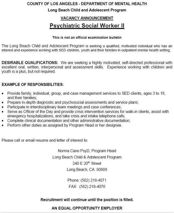 psw cover letter examples