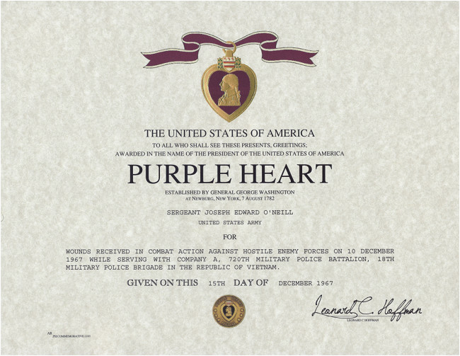 Purple Heart Citation Template Purple Heart Certificate Purple Heart Medal Replacement