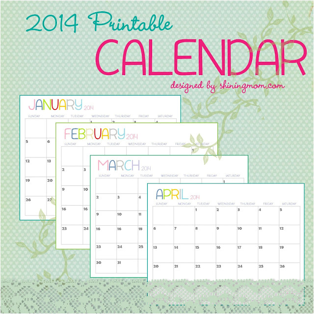 14 free 2014 printable monthly calendars