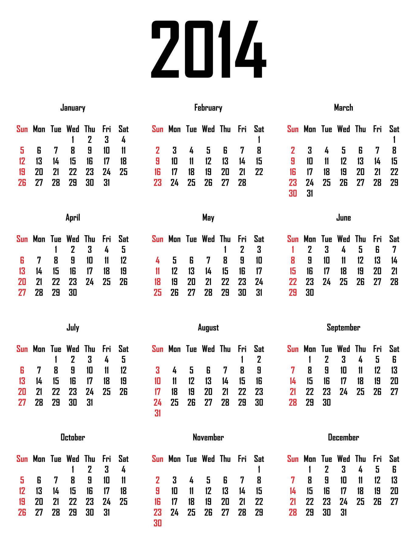 2014 calendar 1551
