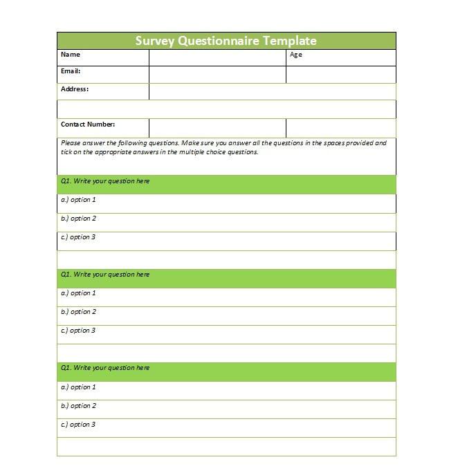 questionnaire template