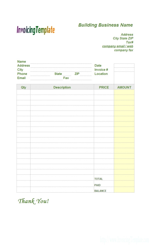 Quick HTML Template Quick Invoice Template Invoice Example